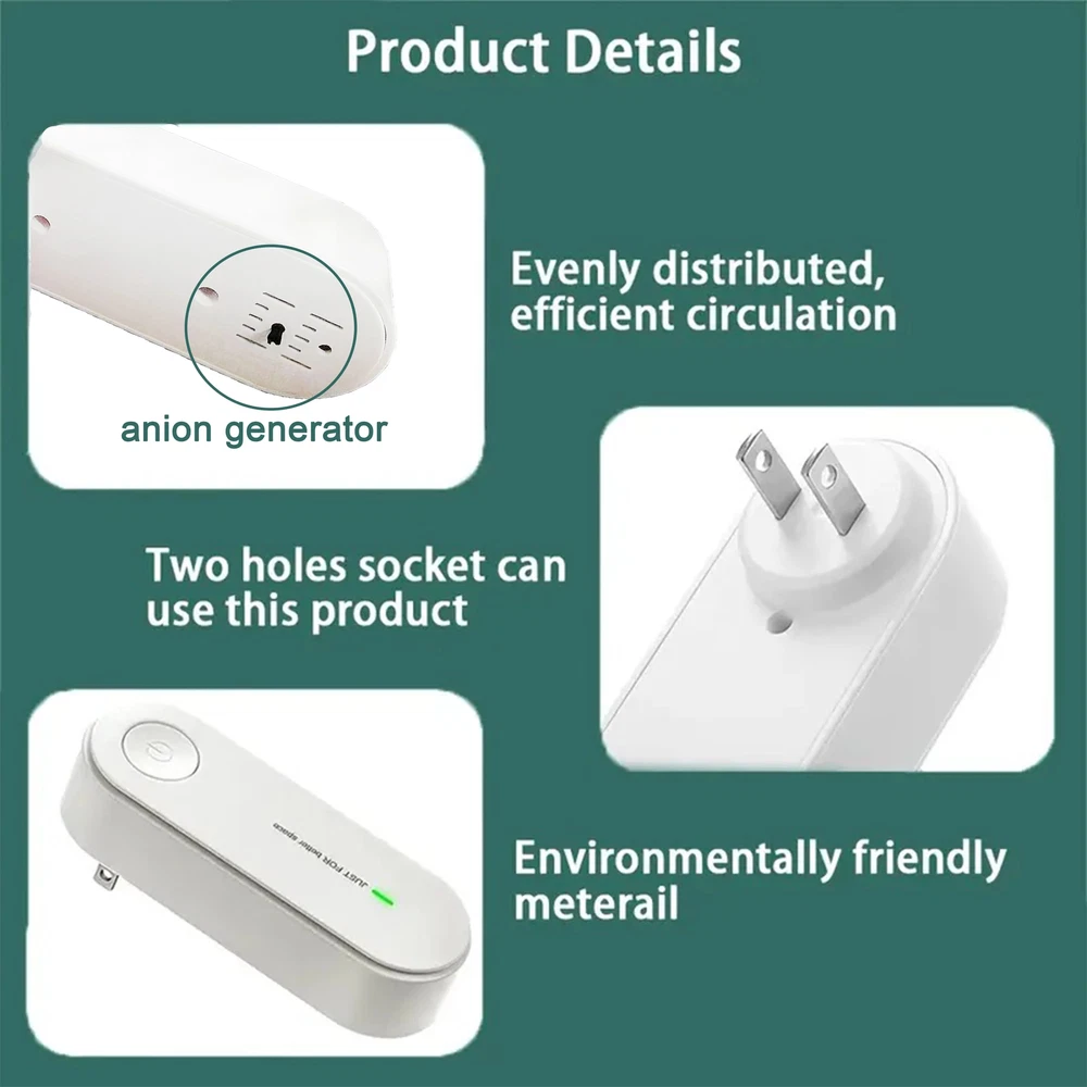Mini Portable Air Purifier for Home Bedrooms Toilets Freshener Cleaner