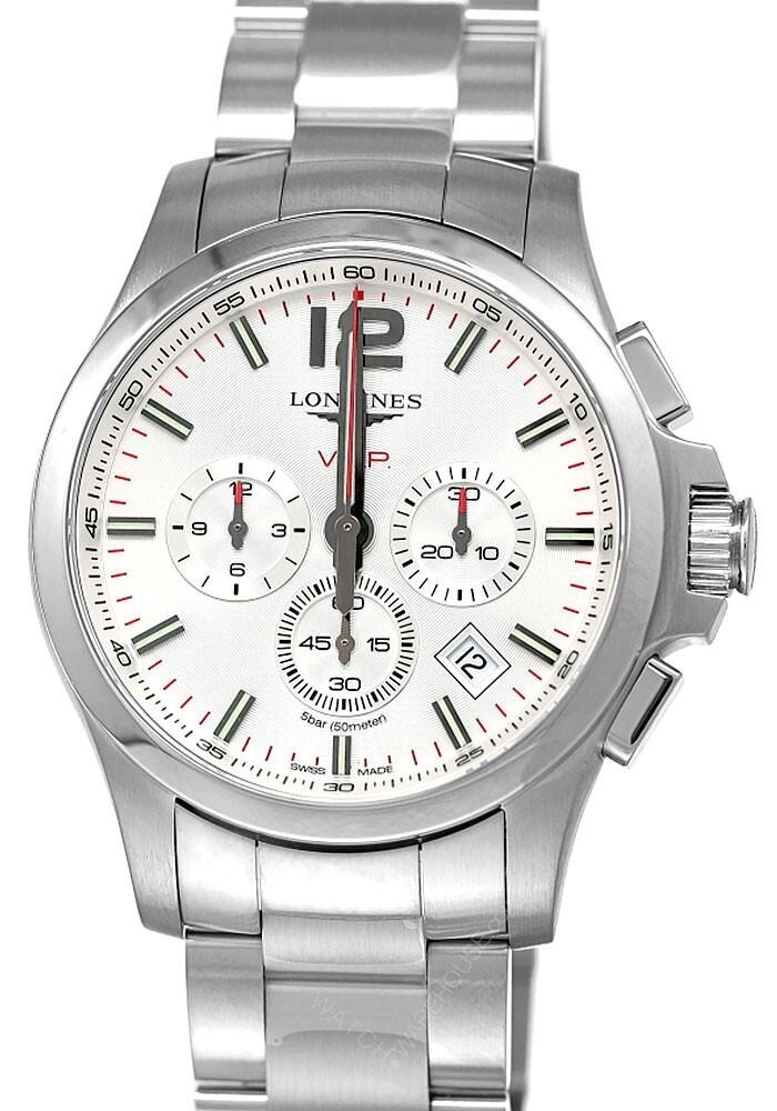 Longines Conquest V.H.P. Quartz 44mm Silver Dial SS Men's Watch L3