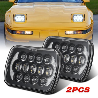 PAIR 7X6'' 5X7'' LED Headlights Hi-Lo Beam DRL For Chevy Corvette C4