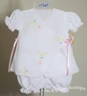 NWT Will'beth White Baby Girls Butterfly Side Tie Diaper Set Preemie Size 00