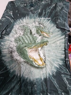 VINTAGE MENS ST.AUGUSTINE FLORIDA TYDIE ALLIGATOR TSHIRT SIZE LARGE