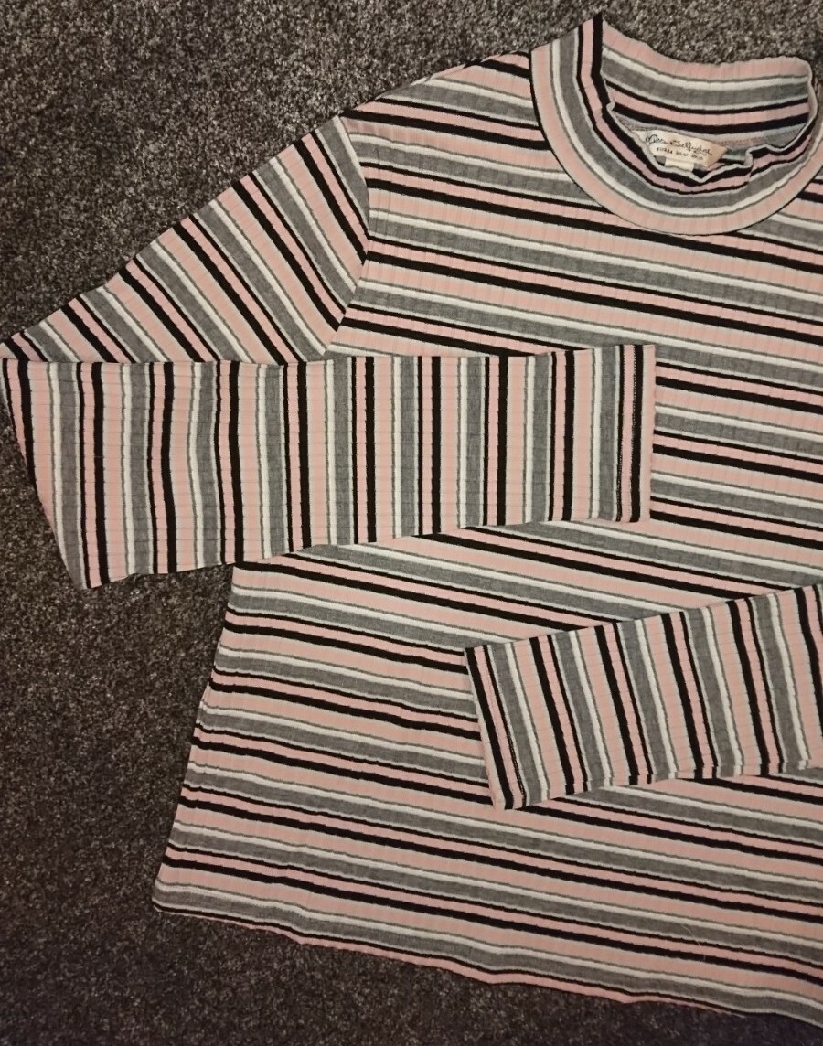 New Miss Selfridge Striped Stretch Long Sleeve High Neck Top UK 16 Sold Out image 3