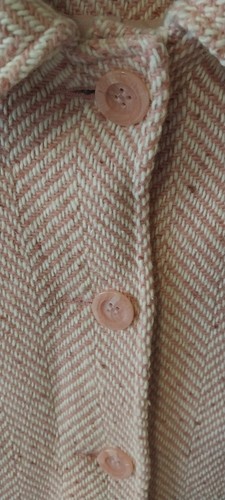 Herbst Winter Mantel Damen Zweireiher Rosa Tweed Wolle Langmantel - Bild 6 von 13