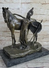 Signed Amazon Girl With Horse Bronze Statue Sculpture Art Deco Figure Gift Sale
