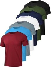 7 Pack Men's Dry Fit Workout Gym T Shirts, Short Sleeve Active Running (XLarge)
