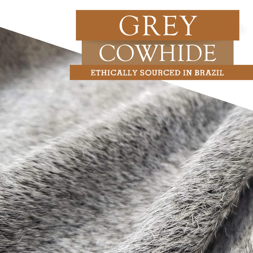 Alfombra de cuero de vaca real gris - talla 6x6' Foto 2 de 4