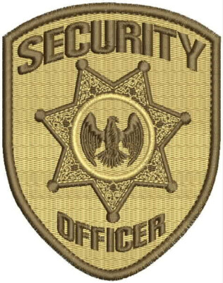 SECURITY SHOULDERS  EMBROIDERY PATCH 4.5X3.75''X hook on back tan/brown