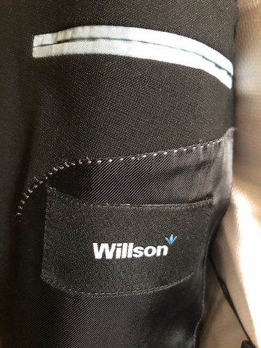 Mens vintage "WILLSON" Wool-Blend 36" R Black Suit - Picture 7 of 16