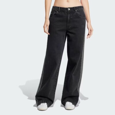 adidas  Women s ADICOLOR DENIM 3-STRIPES TRACK PANTS True Black SZ 27/32 NWT