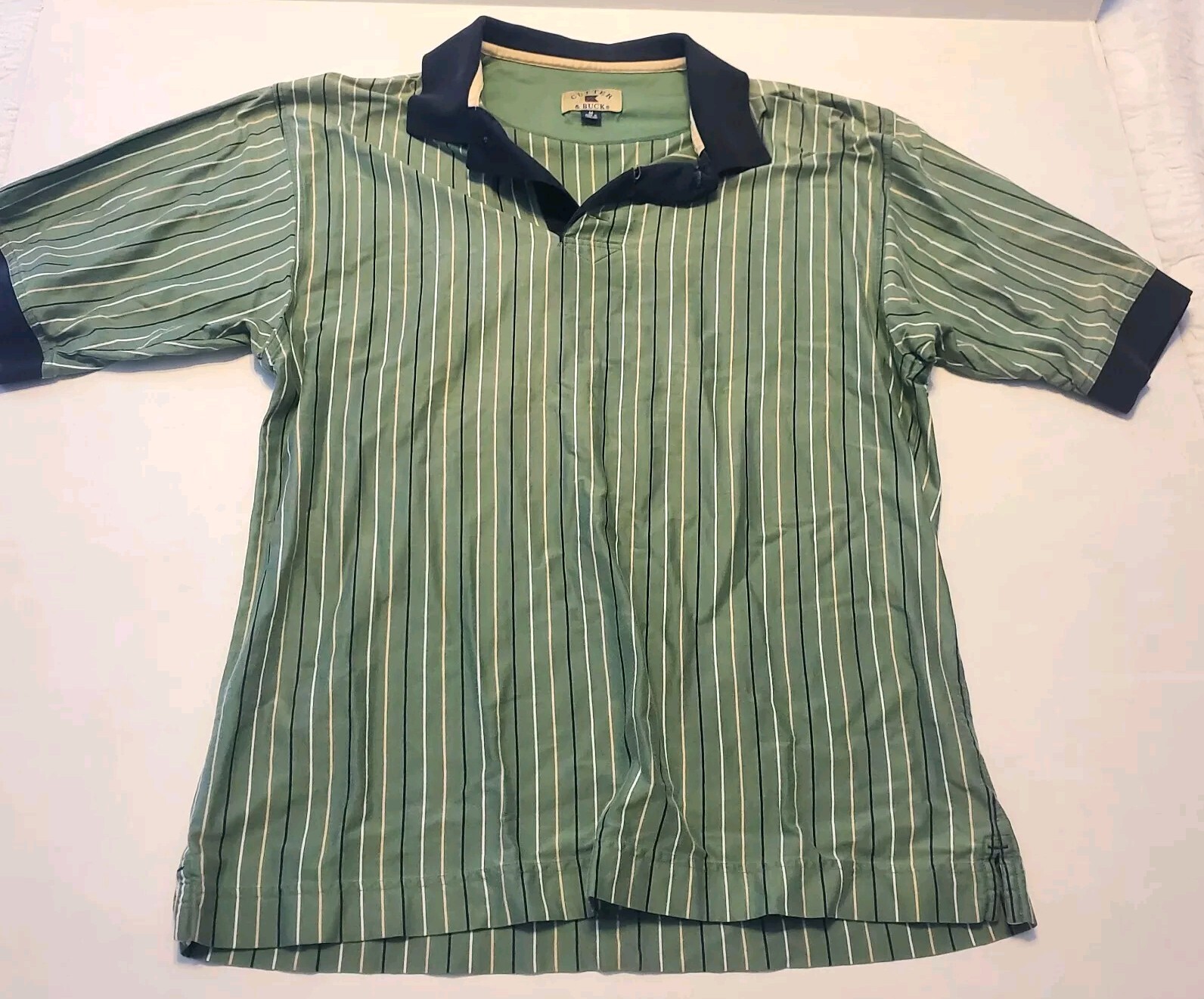 Vintage Cutter & Buck Golf Polo Men's Size Medium Two Tone Pin Stripe Shirt