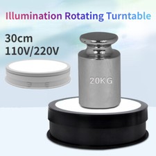 110/220V Jewelry Turntable W/ LED Light 30cm Illumination Rotating Display New