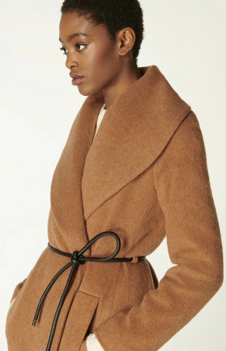 Shawl collar top camel coat