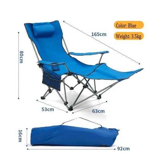 Portable Folding Camping Lounger Chair 2 In1 Recliner Removable Backrest Chair - Bild 8 von 31