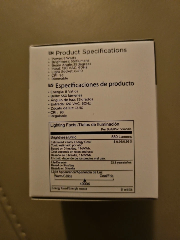 SENGLED 10 Pack LED GU10 60W Replacment At 8w Dimmable 22+ Year 4000k 550 Lumens - Image 2 of 4