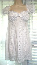 NWT ASOS SZ 4 WHITE COTTON EYELET MINI DRESS BABYDOLL COUNTRY CHIC SUNDRESS~