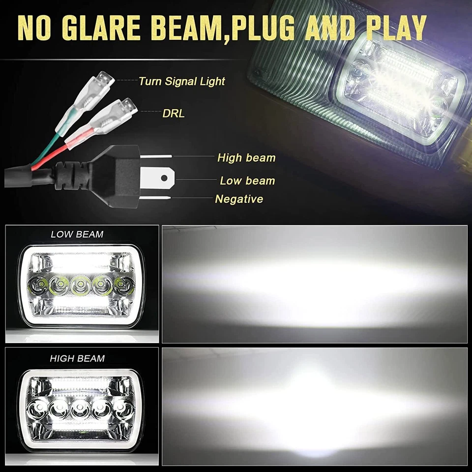 Faro LED alto/bajo halo DRL Fit 1996-2018 GMC Savana 1500 2500 3500 7x6" pulgadas Foto 2 de 4