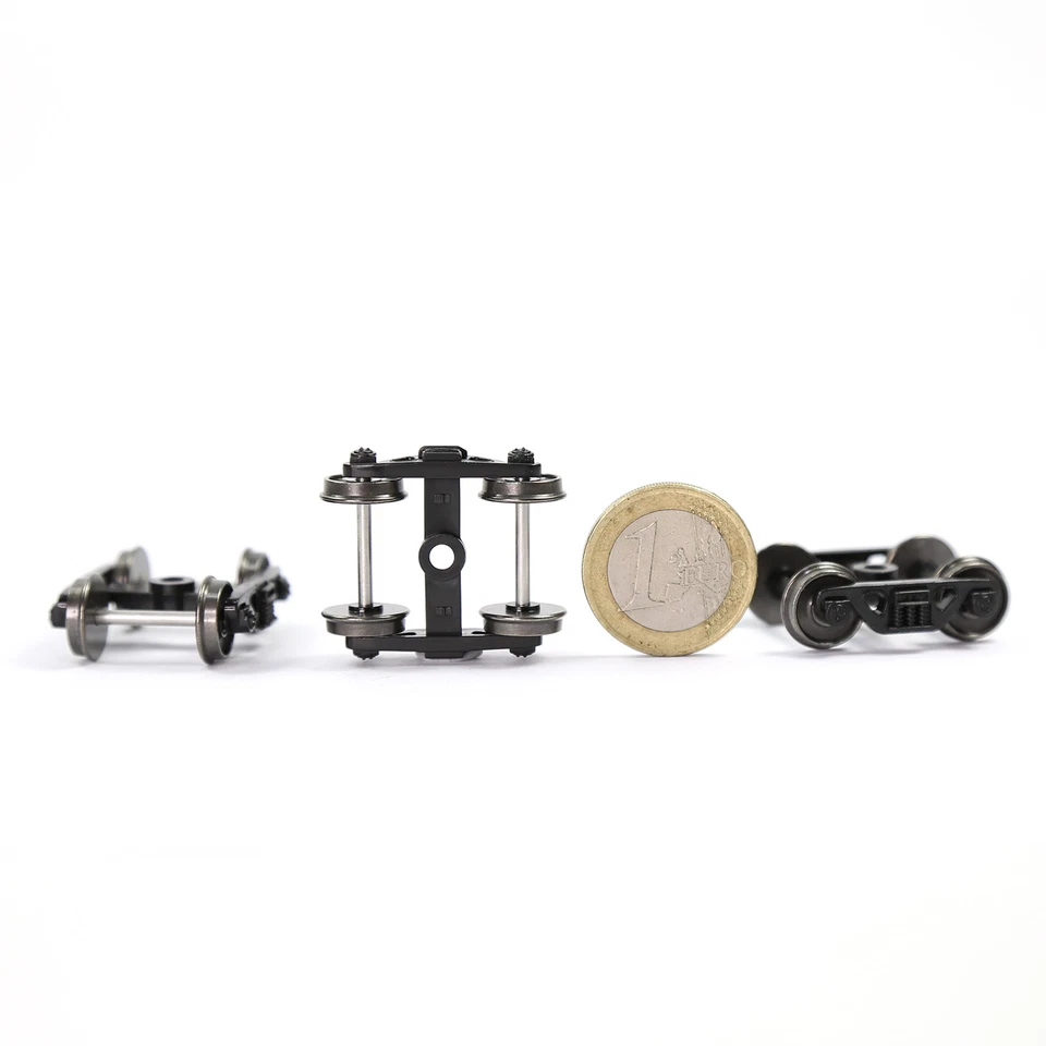 4pcs HO Scale 1:87 Roller Bearing Truck 36" Metal DC Wheels 3-Springs Bogies - Image 2 of 4