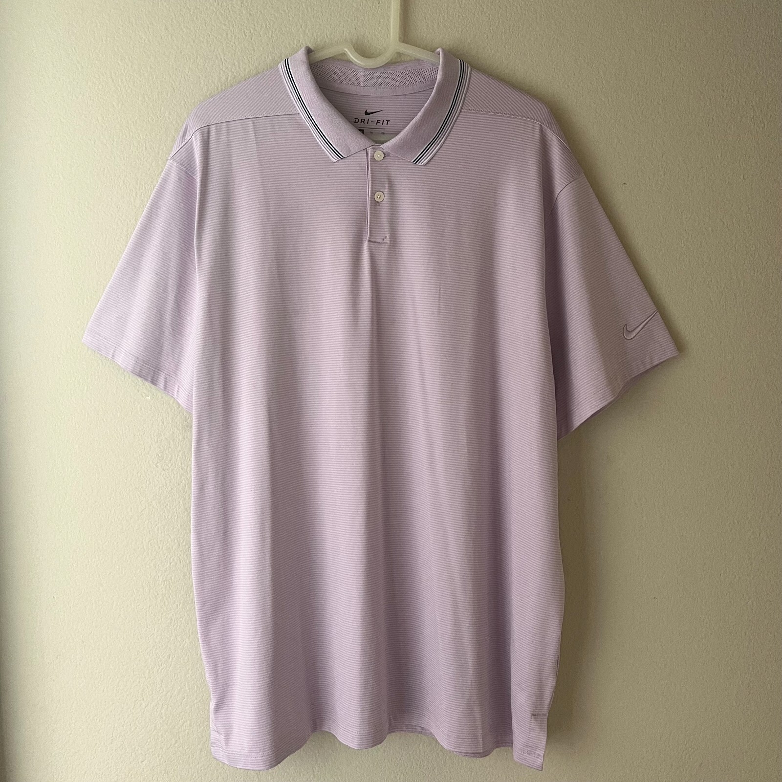Nike Dri-Fit Vapor Golf Polo Shirt Striped Short Sleeve Purple Mens XL