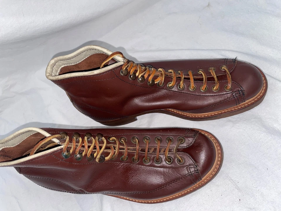 BOTAS DE TRABAJO QUIRÚRGICAS MONO DE COLECCIÓN AÑOS 60 7 ENDICOTT JOHNSON RANGER CUERO ENCAJE A PUNTA Foto 4 de 4