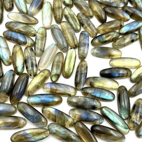 Lote de piedras preciosas sueltas ovaladas labradorita natural de 26 piezas 6x18 mm 108 quilates - Imagen 2 de 5