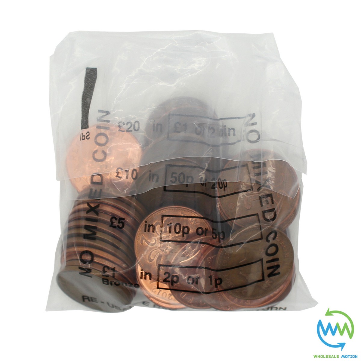 100 x Plastic COIN BAGS No Mixed Coins MONEY BANK Retail