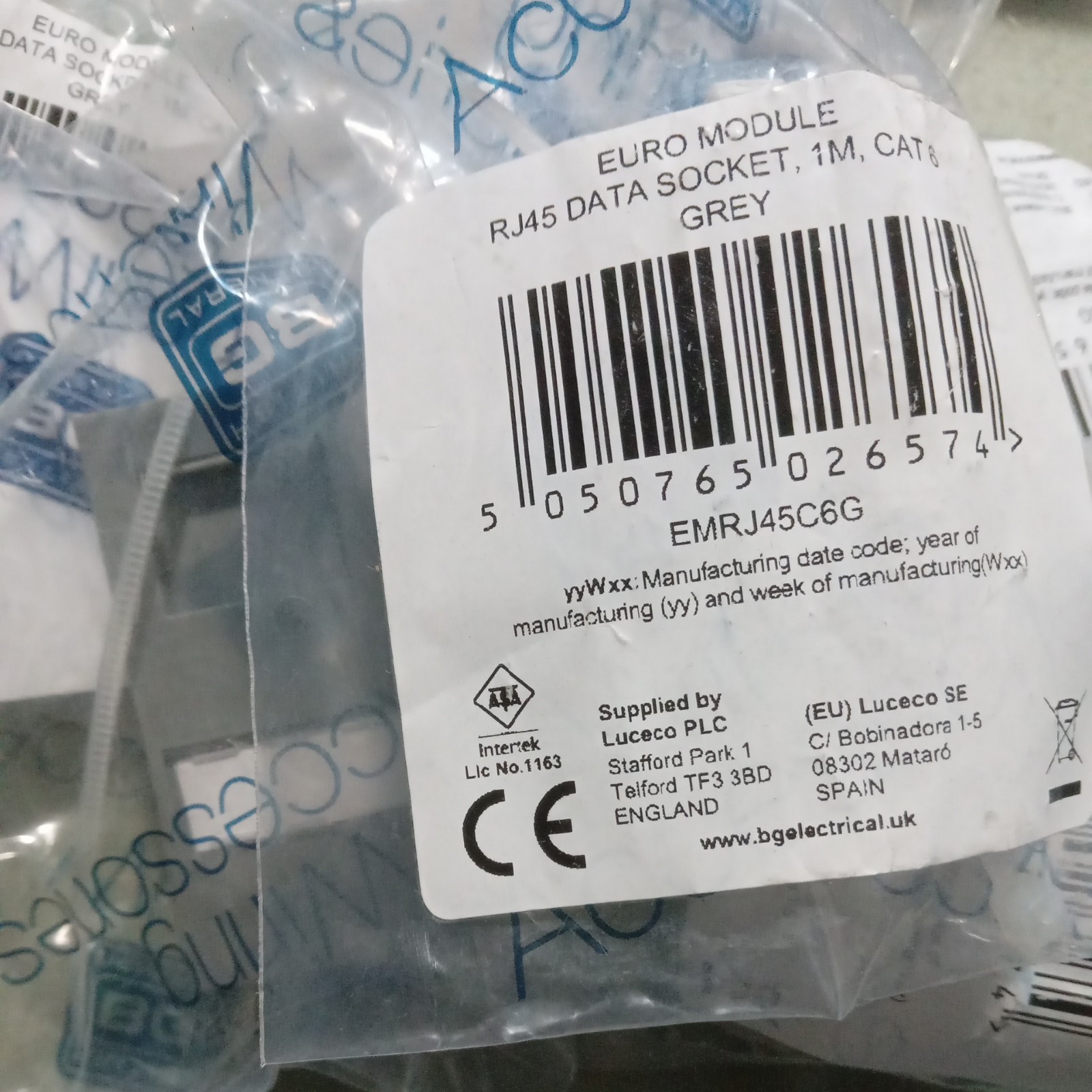 7x BG Nexus Grey EMRJ45C6G CAT6 RJ45 Outlet Euro Module IDC Data Socket Ethernet