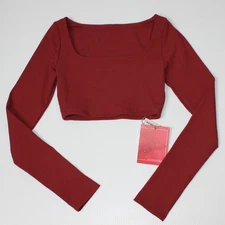 Tiger Friday Honest Long Sleeved Crop Top in Rosewood & size AS Adult Small NWT