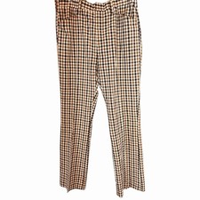 Vintage 70  s HAGGAR Plaid Pants Brown Check Trousers 36  x32  