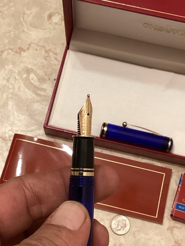 Vtg SHEAFFER Connoisseur Levenger WhiteDot Dark Blue Fountain Pen W/14k Nib Sz.B - Picture 7 of 9