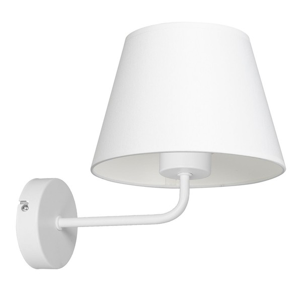 Wandlampe Weiß Stoff Metall H:23 Cm E27 Blendarm Wandleuchte Schlafzimmer Flur-image