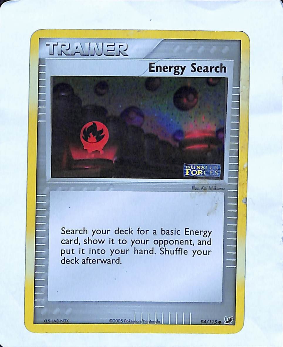 Energy Search 94/115 Unseen Forces STAMPED Reverse Holo Pokemon Card
