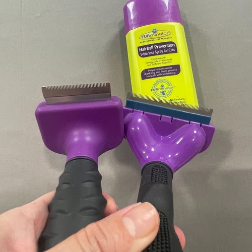 FURminator Cat Grooming Bundle Deshedding Tool/ Long Hair Brush/ Hairball Spray