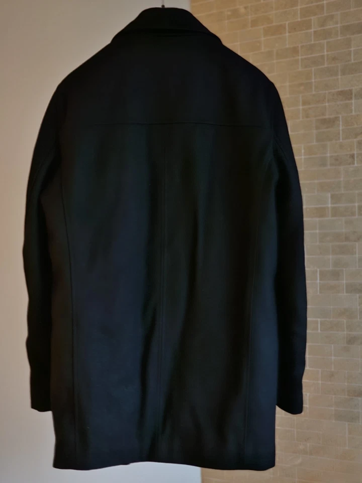 Calvin Klein Men's Black Wool Pea Coat With Quilted Lining Medium - Image 2 of 4