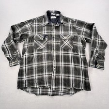 Vintage Sears Roebuck  Co Shirt Mens XLT Gray Plaid Flannel Lined Button Up