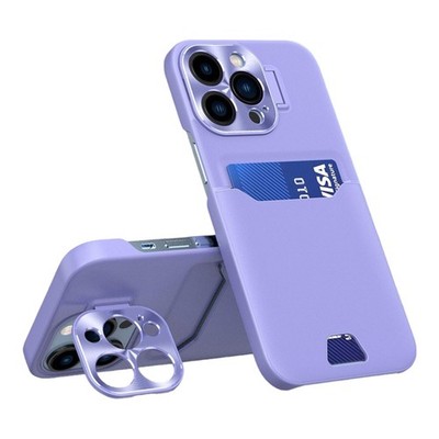 Hülle für iPhone 14 Pro Max in Lila Kartenhalter Linse Schutz Ständer