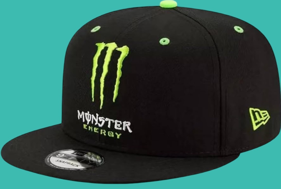 M - Black Flat Brim w/Neon Yellow Trim. MotoGP. F1 Racing. BMX