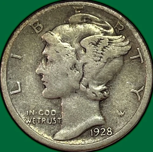 1928-S Mercury Dime Choice Fine F+ Coin #36922