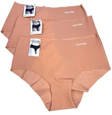 CALVIN KLEIN Womens CK 3-Pack Invisible Hipster Panties D3429 Beige Polyamide XL