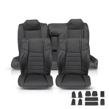 Front Rear Seat Covers Full Set 17pcs for Challenger SE SXT RT 2011-2014 Black