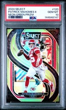 2024 Select Patrick Mahomes Premier Level Neon Green 3/49 PSA 10