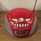 Vintage Sony Red Portable Boombox CD / Cassette / Radio Tested & Working CFD-E75