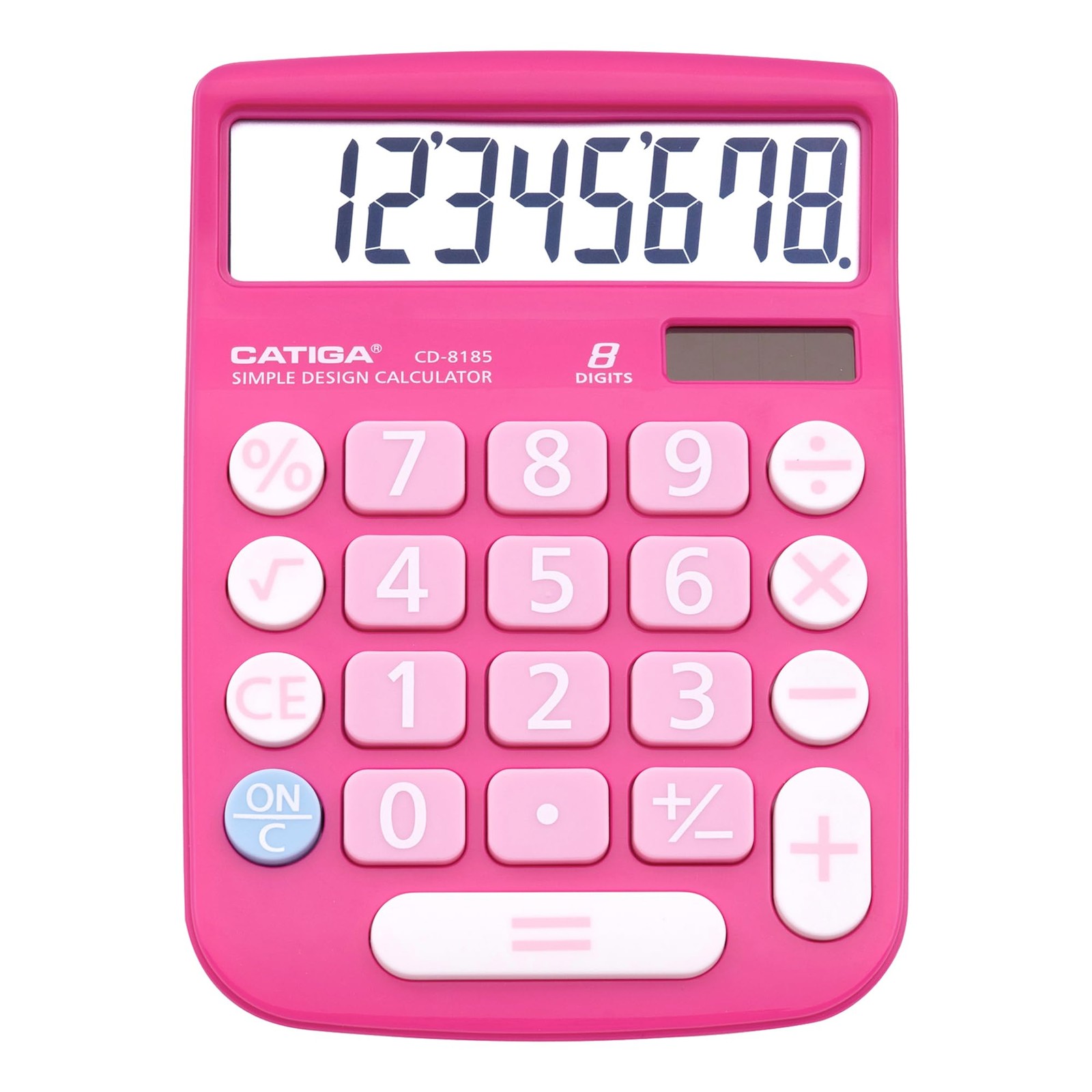 CATIGA Desktop Calculator 8 Digit with Solar Power and Easy to Small, Pink