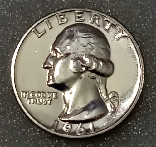 🟅 1961 PROOF 90% Silver Wash. Quarter 25¢ @ MELT*