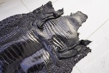 Black Genuine Croco Skin Leather Hide Exotic Pelt taxidermy Craft 44" L C02