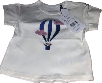 T-Shirt Baby, Mädchen Ballon, bellybutton, Größe 68- 86 cremeweiß bedruckt