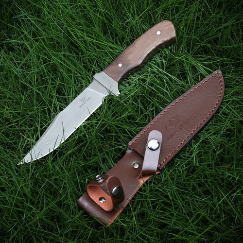 Mossy Oak 11'' Bowie Knife Full-Tang Fixed Blade Wood Handle w/Leather Sheath - Picture 11 of 11