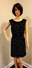 ANN TAYLOR LOFT Black Sleeveless White Polka Dot Short Dress Women's Size Small