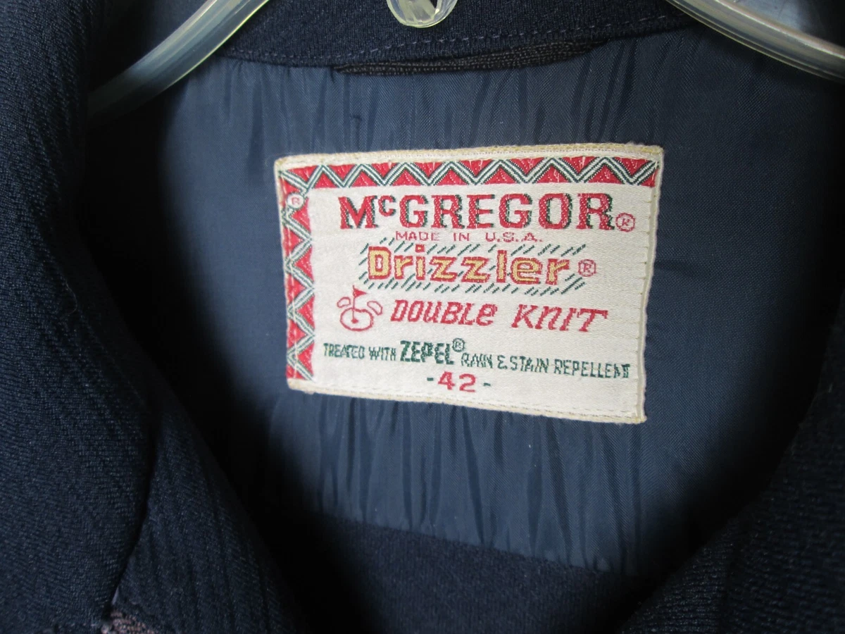Vintage McGregor Drizzler Jacket 42 Double Knit Zepel Dark Navy Blue  Windbreaker