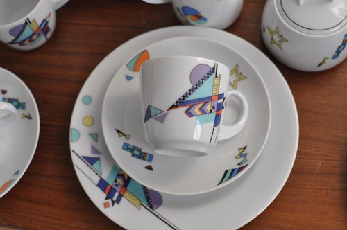 Seltmann Weiden Scarlett Coffee Service Postmodern Geometric Memphis Era 80s - Picture 2 of 13