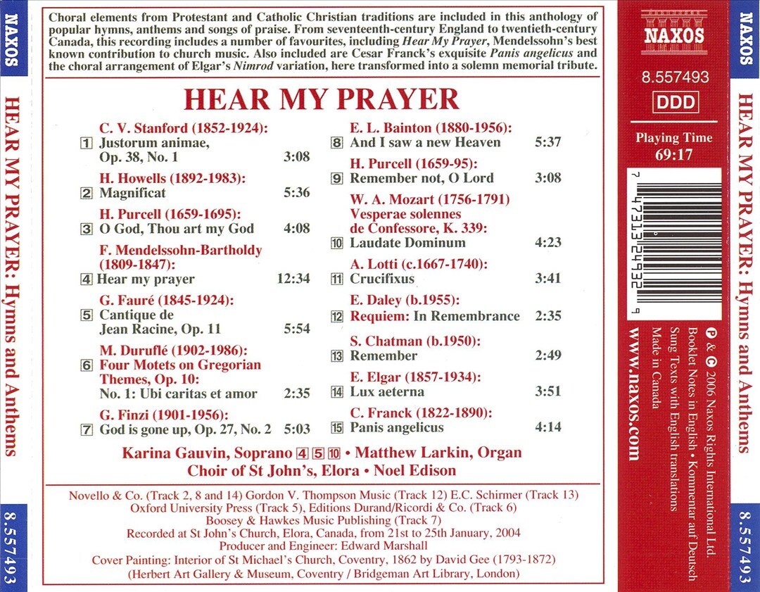 St. John's Church Elora Choir Hear My Prayer Hymns Anthems New CD